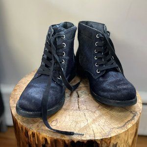 Sam Edelman Hair Calf Indigo Lace Up Booties Sz 6.5